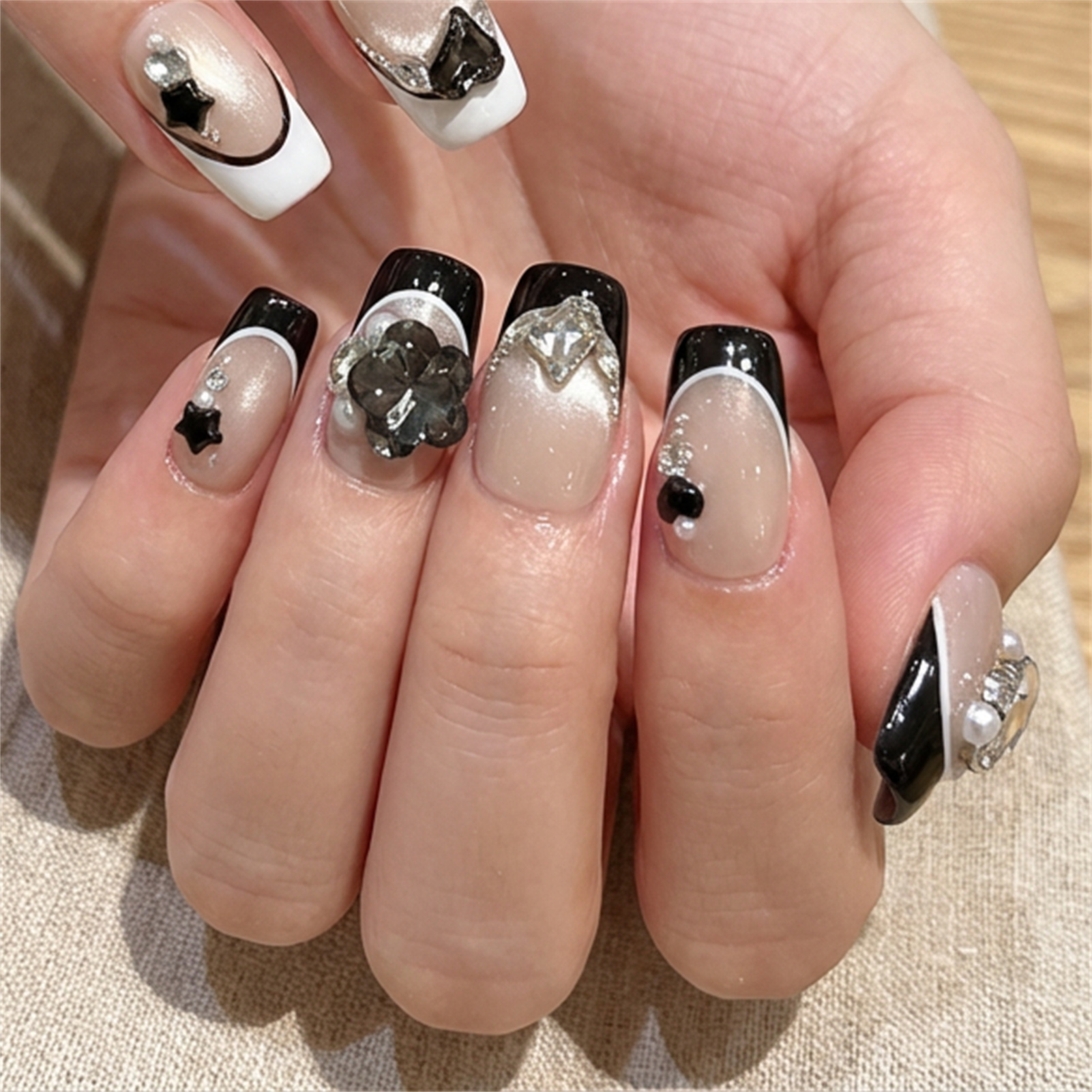 Nail Art Eye Cat - 10pcs Black Cat Eyes Press on