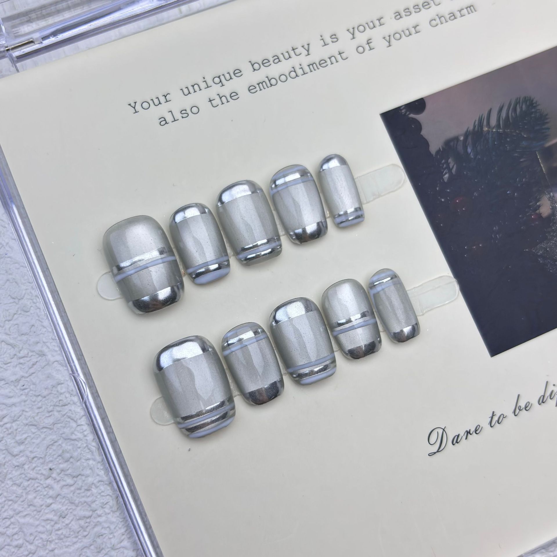 Nail Art Eye Cat - 10pcs Aurora Chrome Press on Nails