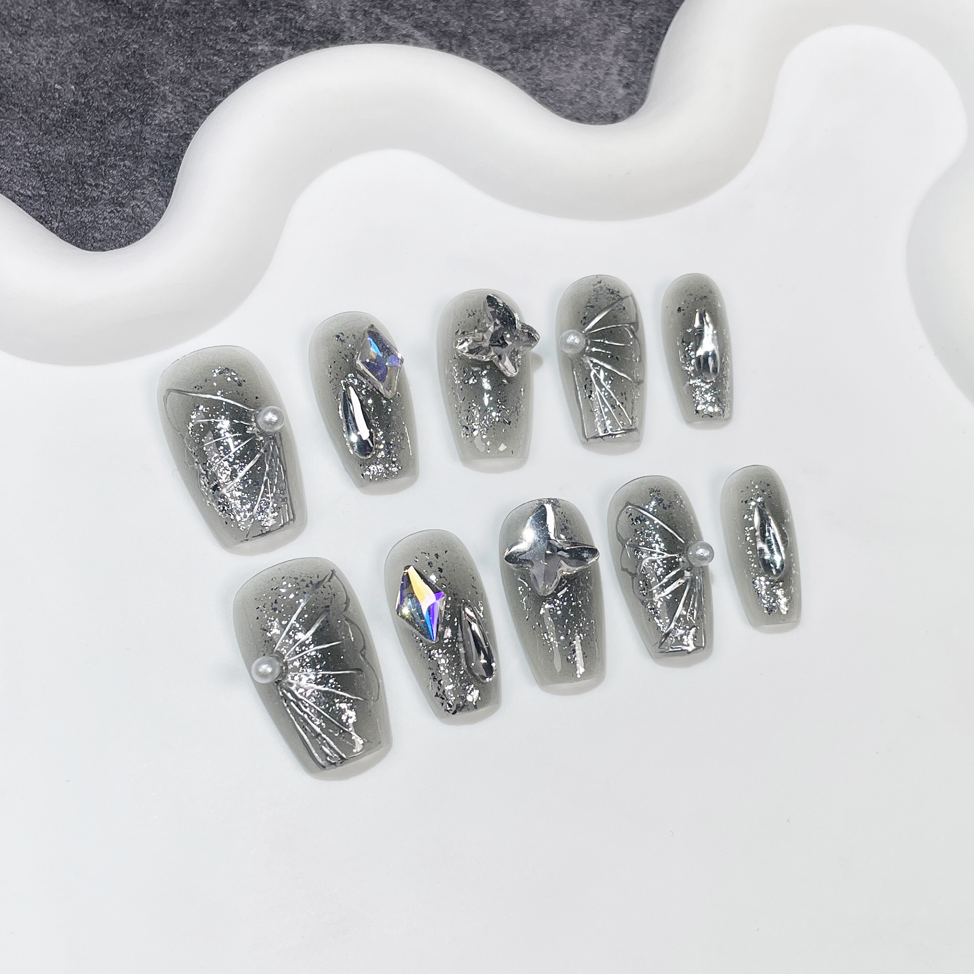 Size S 10pcs Cat Eye Fake Nail – обзор и цена Nail Art Eye Cat