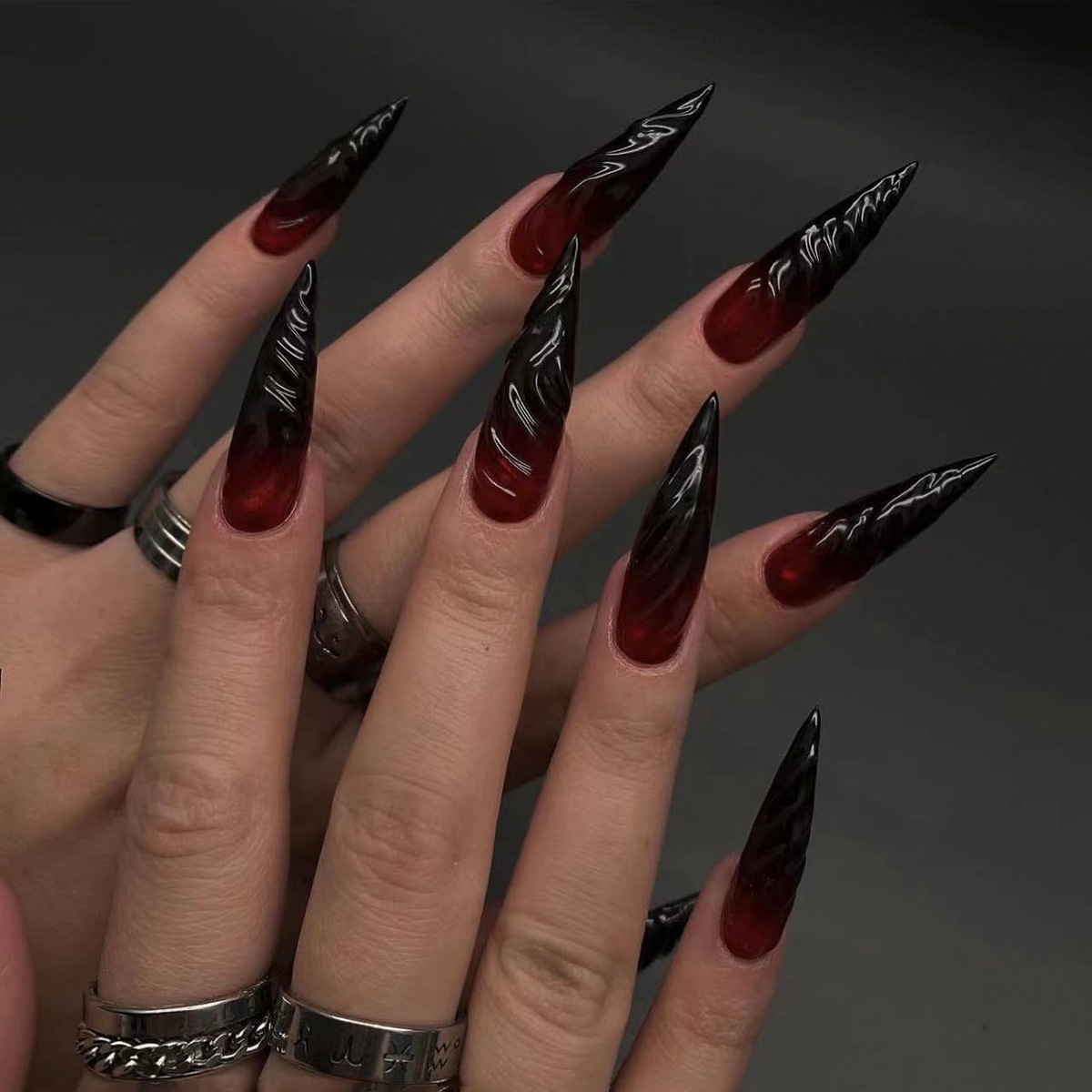 24Pcs Stiletto Shape Black Red – обзор и цена Nail Art Y2K