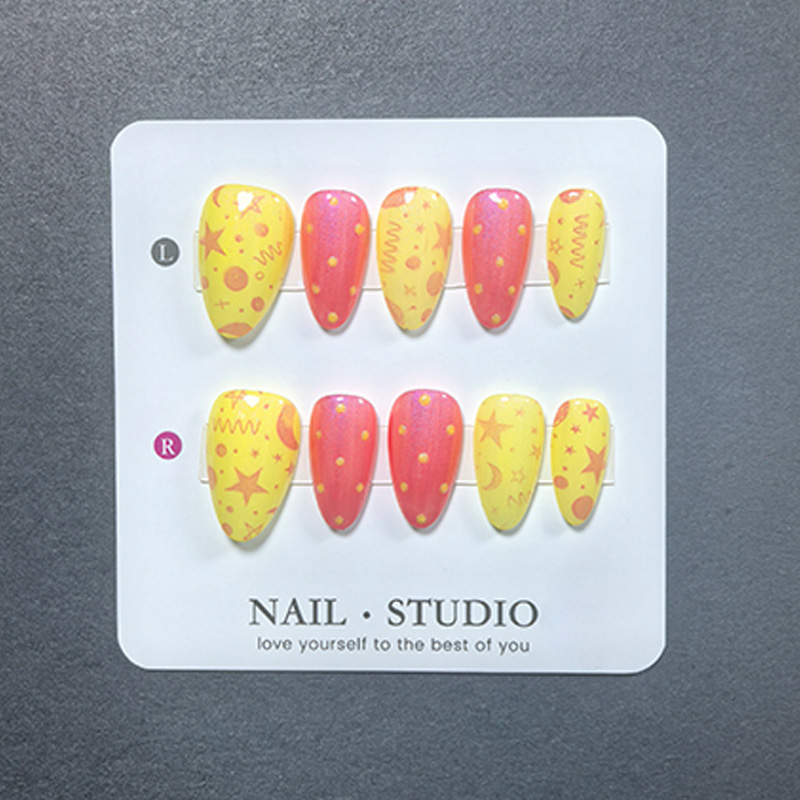 10pcs Almond Gradient Polka Do – обзор и цена Nail Art Eye Cat
