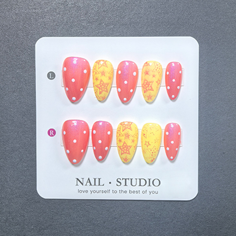 10pcs Almond Gradient Polka Do – обзор и цена Nail Art Eye Cat