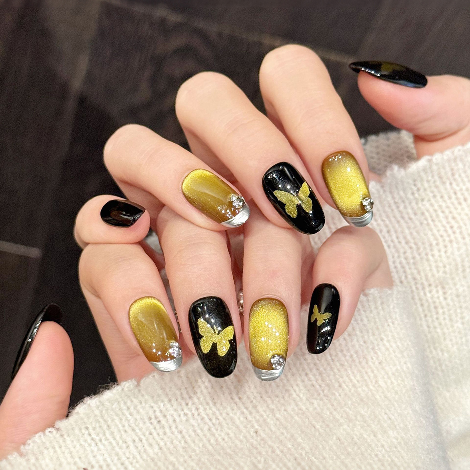 10Pcs Hand-made alse Nails wit – обзор и цена Nail Art Eye Cat