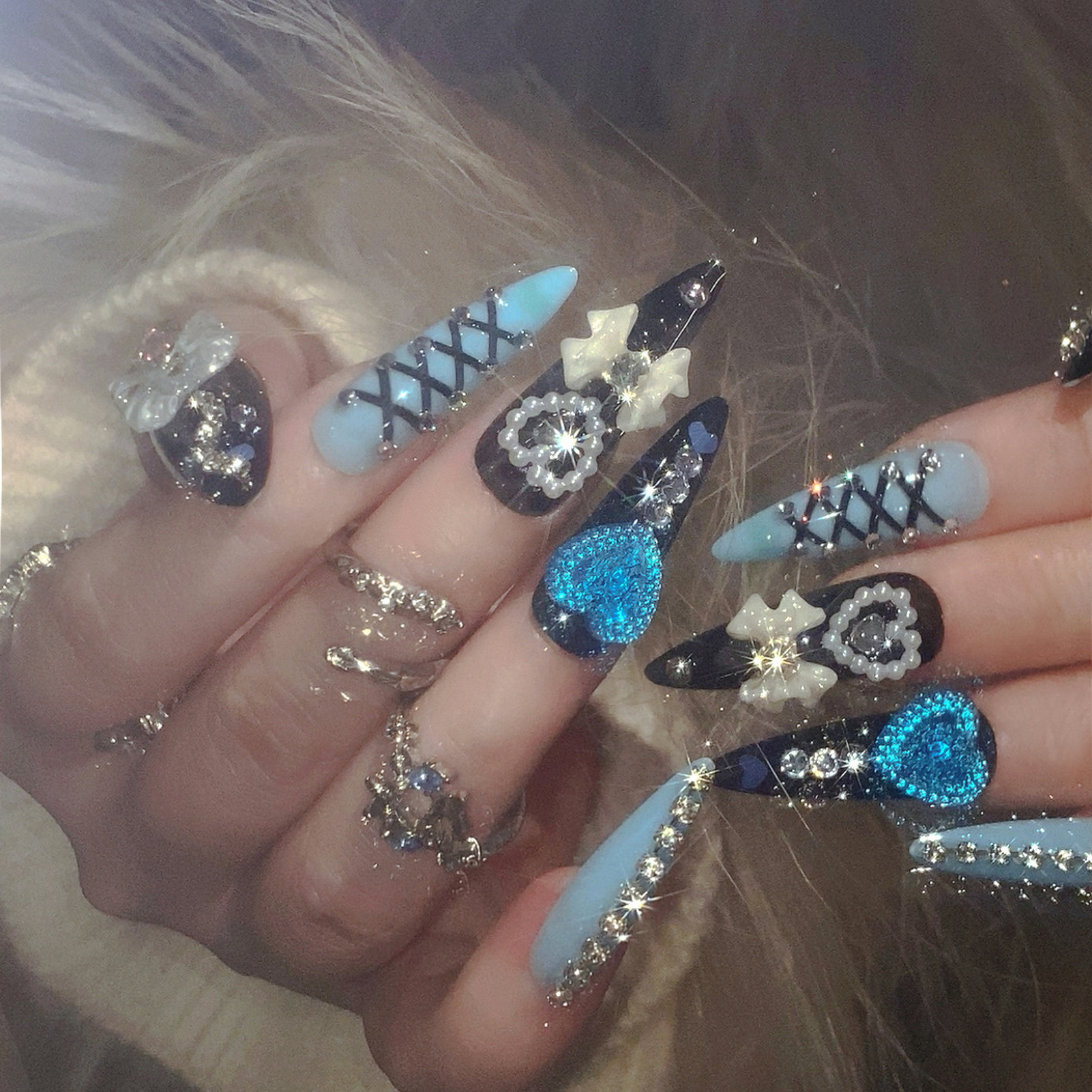 24pcs 3D Bow Decor False Nails – обзор и цена Nail Art Y2K