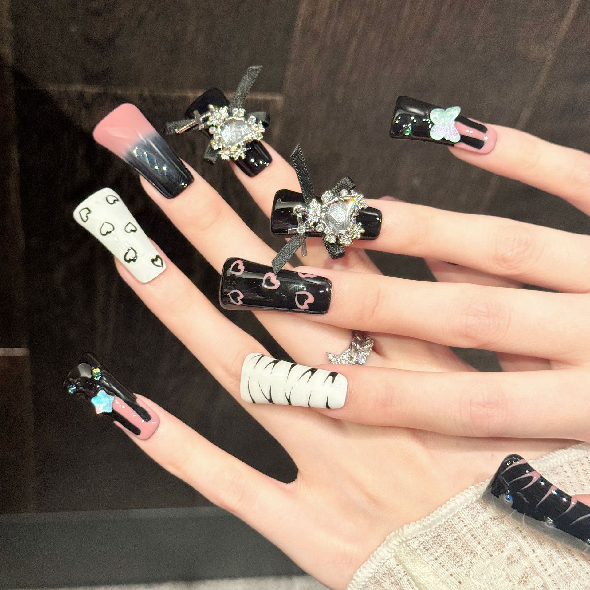 10pcs Pure Hand Pressed Long D – обзор и цена Nail Art Y2K