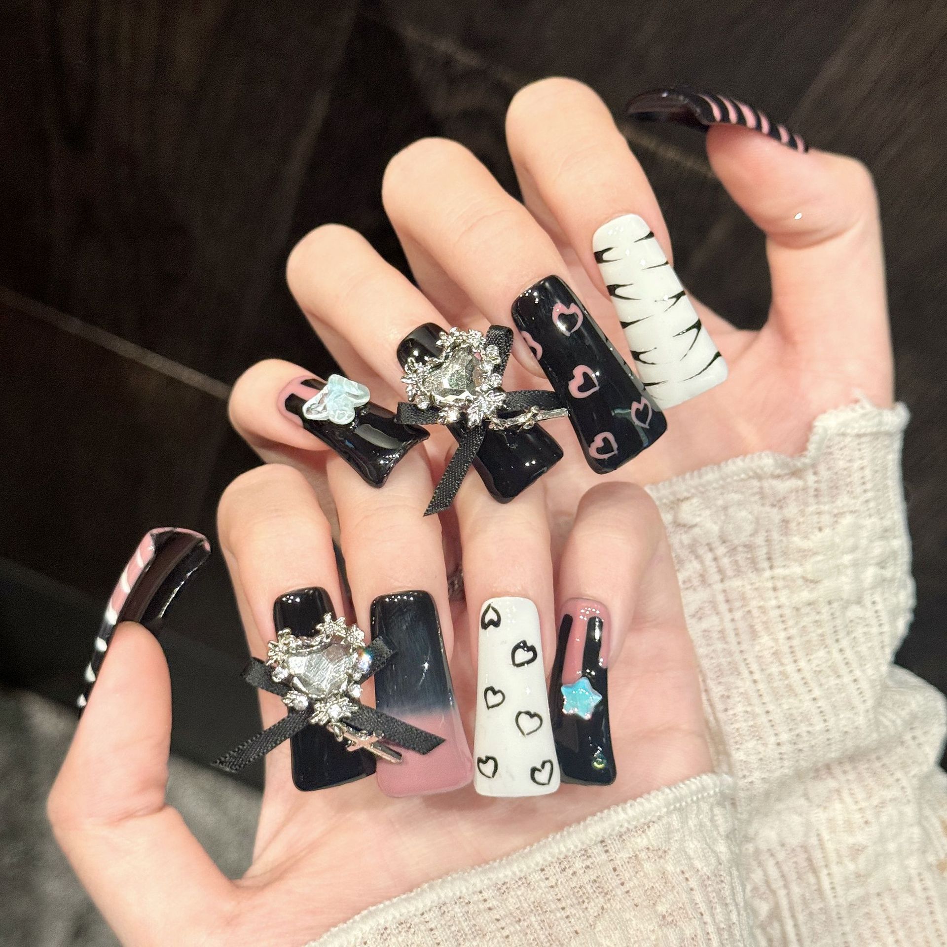 10pcs Pure Hand Pressed Long D – обзор и цена Nail Art Y2K