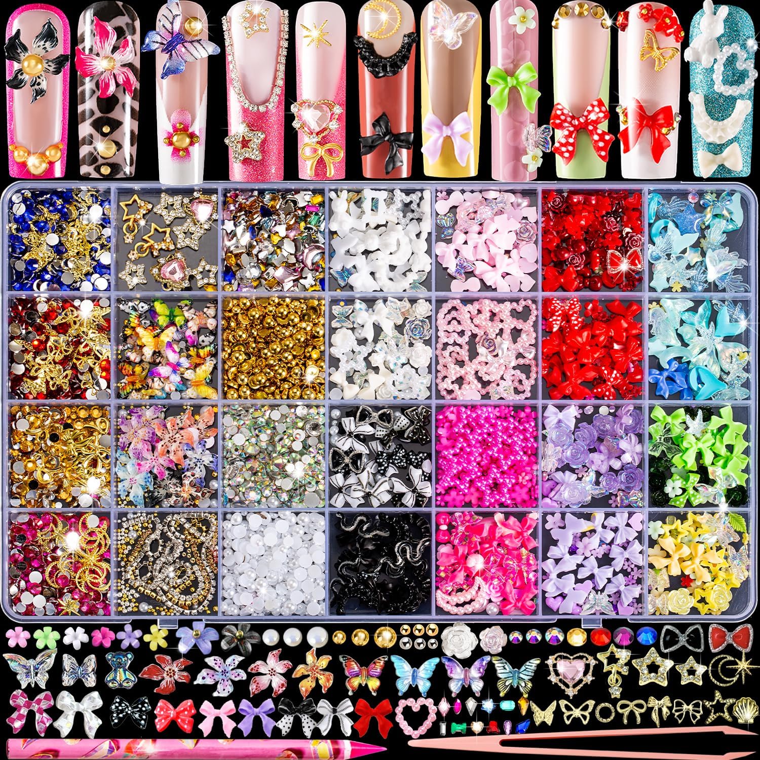 8000pcs 3D Nail Charms & Gems  – обзор и цена Nail Art Y2K