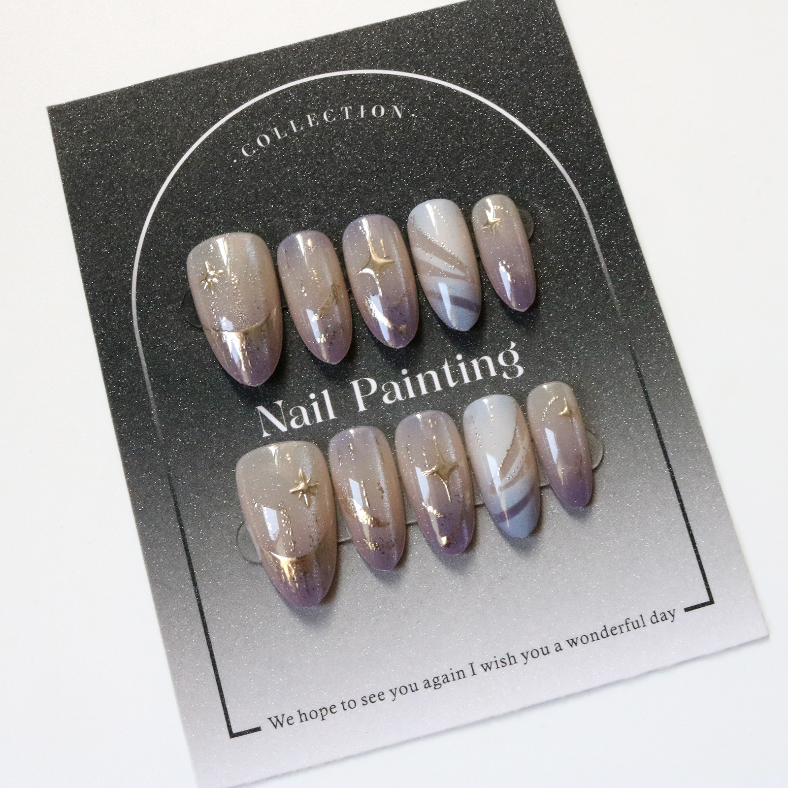 10pcs Cat Eye Purple False Nai – обзор и цена Nail Art Eye Cat