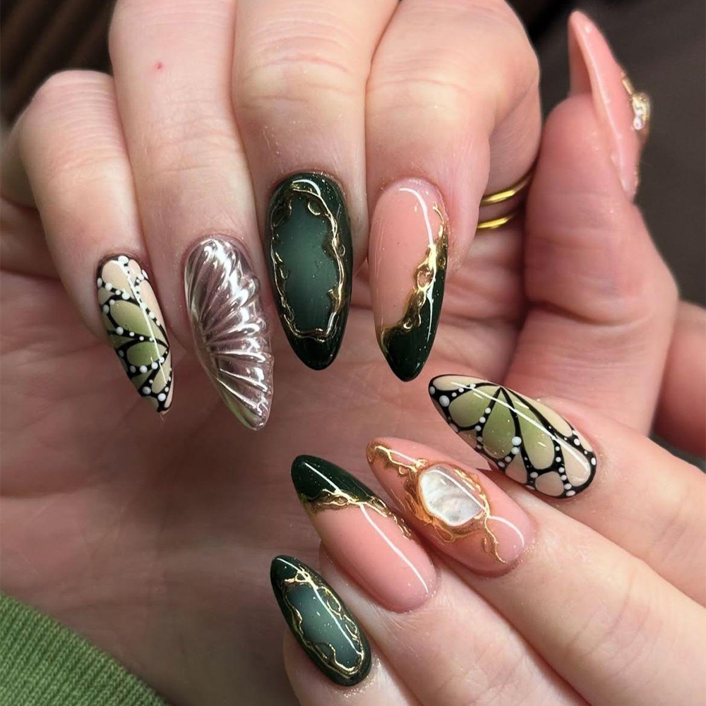 24pcs Green Cat Eye Fake Nails – обзор и цена Nail Art Eye Cat