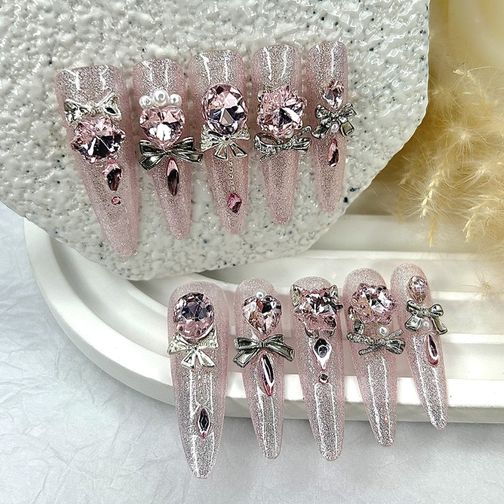 Luxury Pink Cat Eye Glitter St – обзор и цена Nail Art Y2K