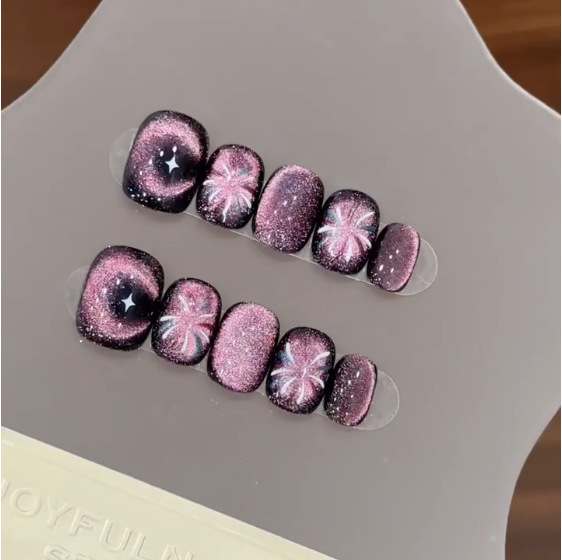 10Pcs Purple Short Round Head  – обзор и цена Nail Art Eye Cat