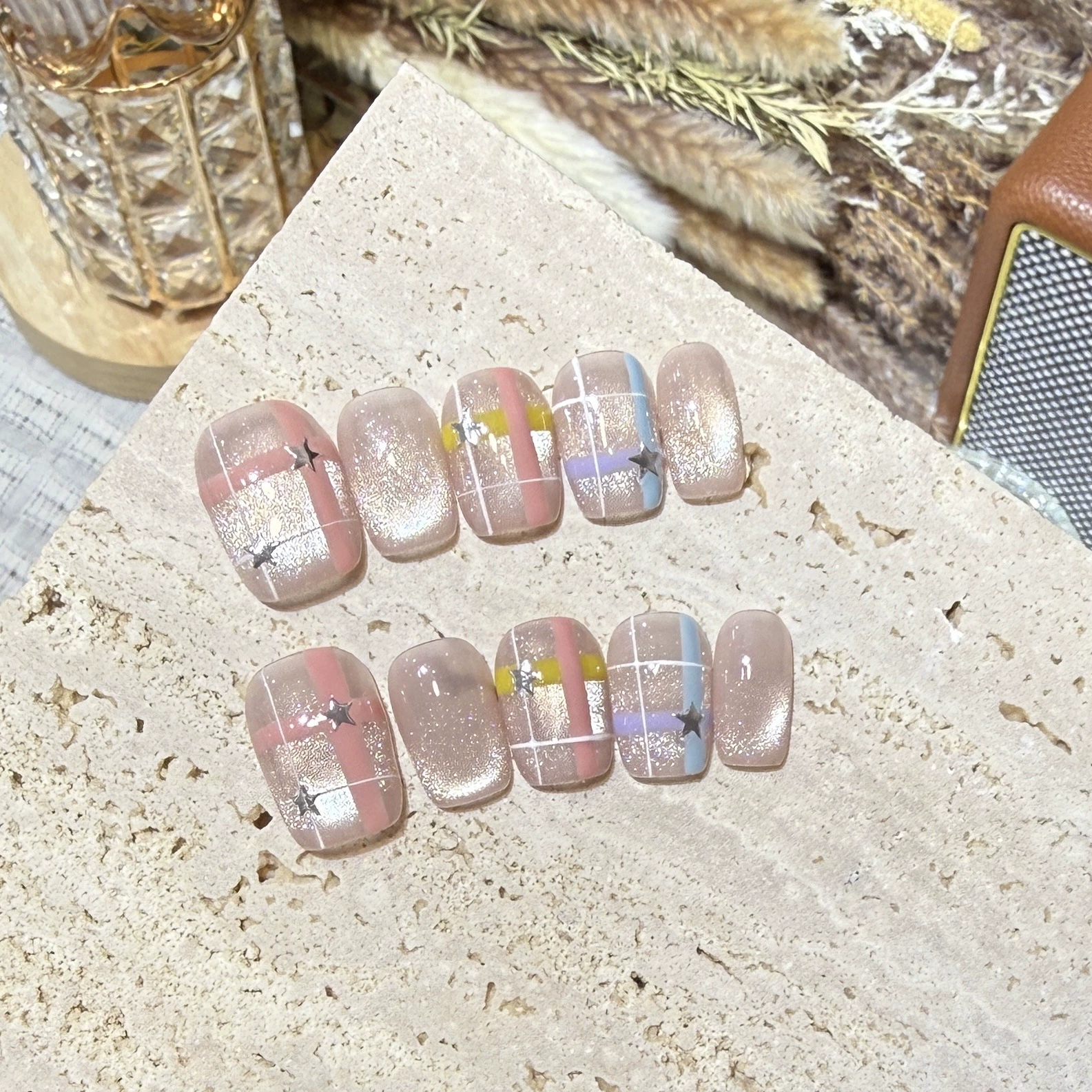 10pcs Aurora Chrome Press on N – обзор и цена Nail Art Eye Cat