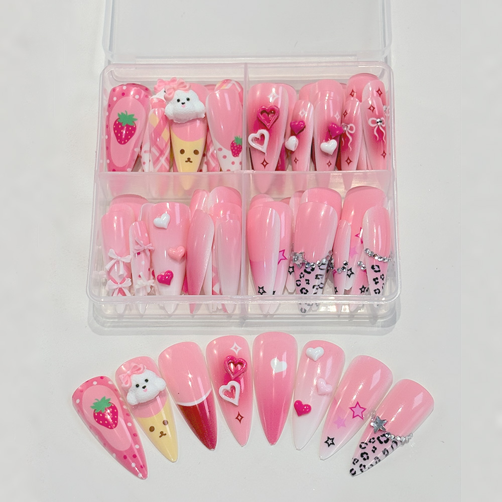 96Pcs Pink Long Stiletto Press – обзор и цена Nail Art Y2K