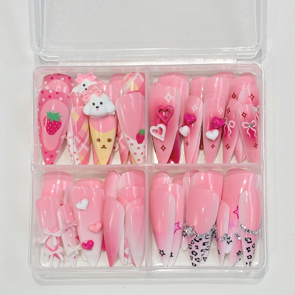 96Pcs Pink Long Stiletto Press – обзор и цена Nail Art Y2K