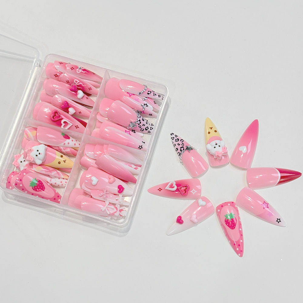 96Pcs Pink Long Stiletto Press – обзор и цена Nail Art Y2K