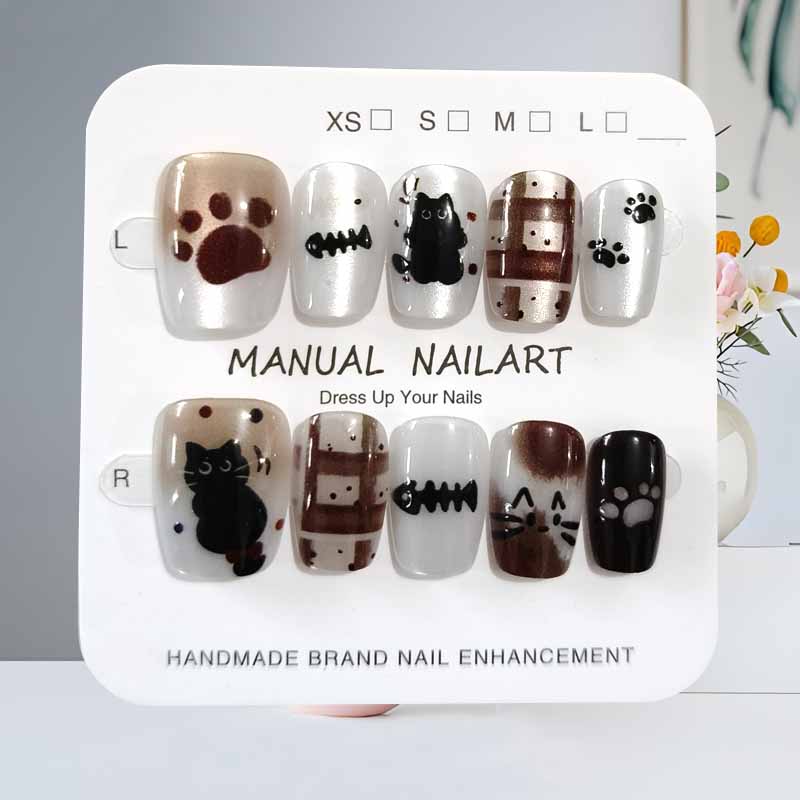 10Pcs Cute Cartoon Black Cat a – обзор и цена Nail Art Eye Cat