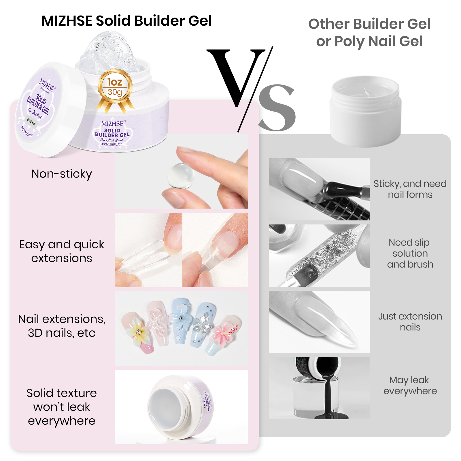 MIZHSE Builder Nail Gel White  – обзор и цена Nail Art Extension